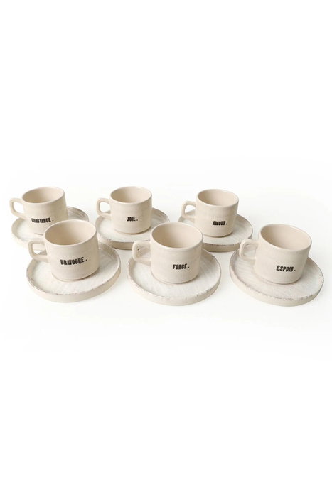 Hermia Juego de tazas de té Blanco y Negro (12 Piezas)